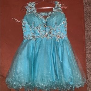 Young Lady Blue Dress